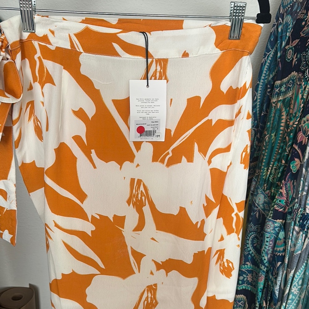 Orange and White Floral Skirt